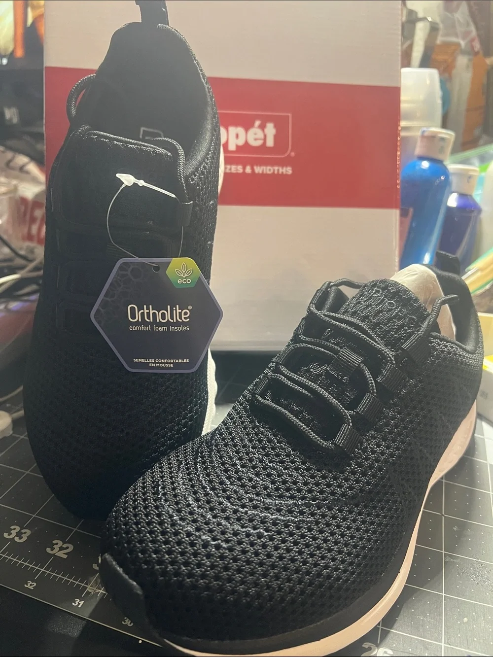 Women's Black Knit Athletic Shoes with Ortholite Comfort Insoles